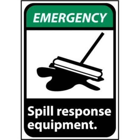 NATIONAL MARKER CO Emergency Sign 14x10 Vinyl - Spill Response Equipment EGA1PB